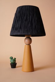Opviq Lámpara de Mesa de Cerámica Amarillo y Negro